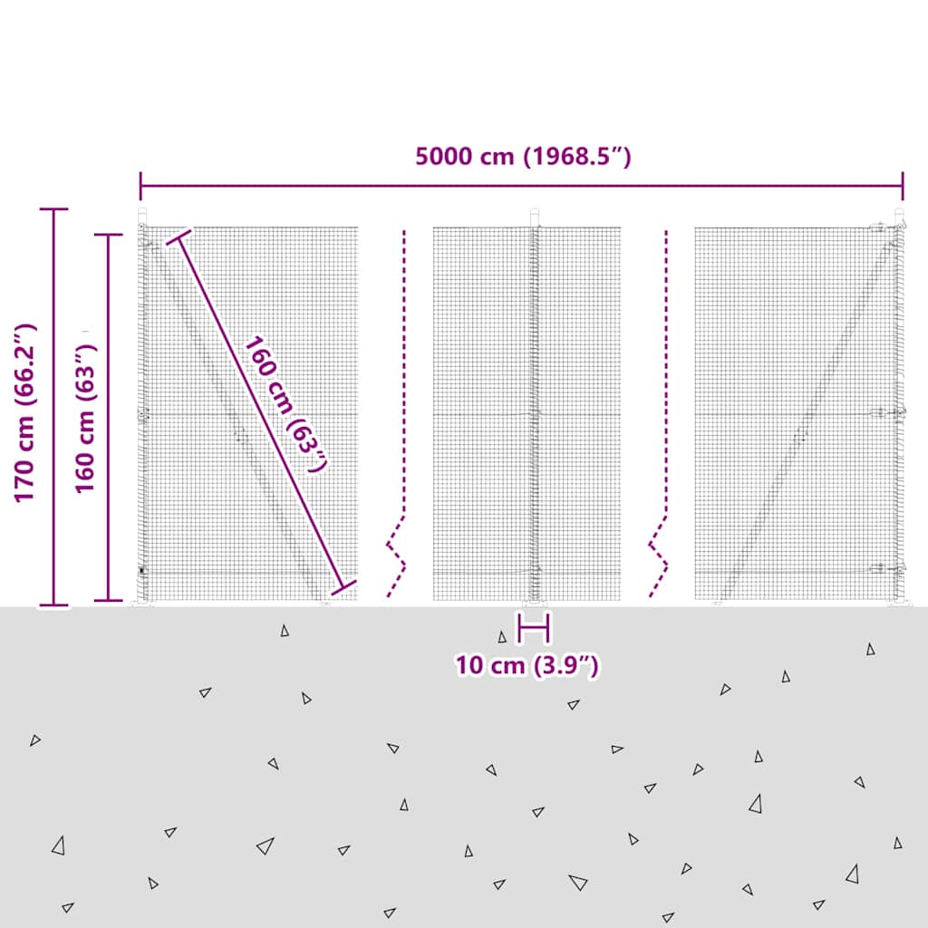 Zavareno žičano ogradno mreža s betonskom podlogom 50 x 1,6 m