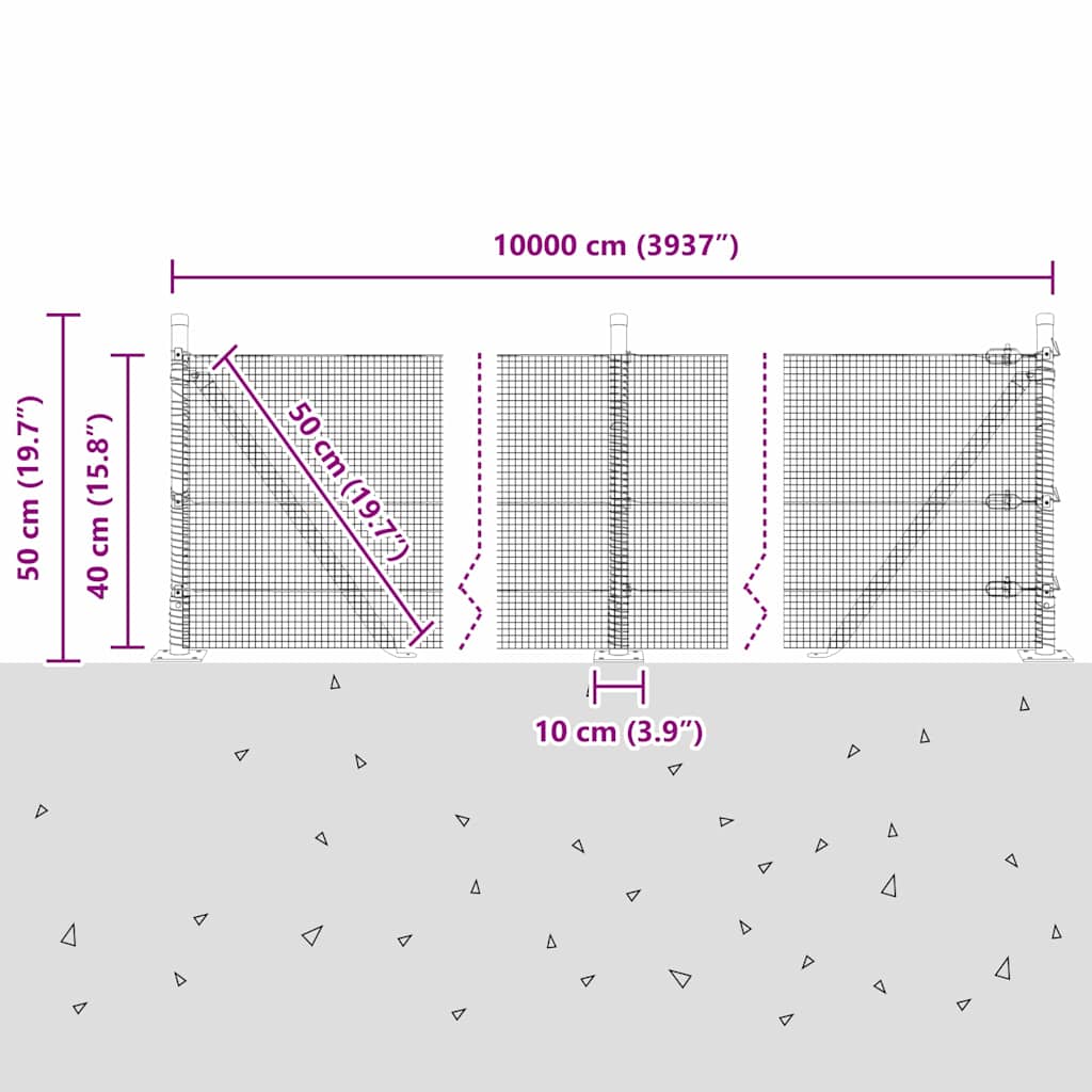 Zavareno žičano ogradno mreža s betonskom podlogom 100 x 0,4 m