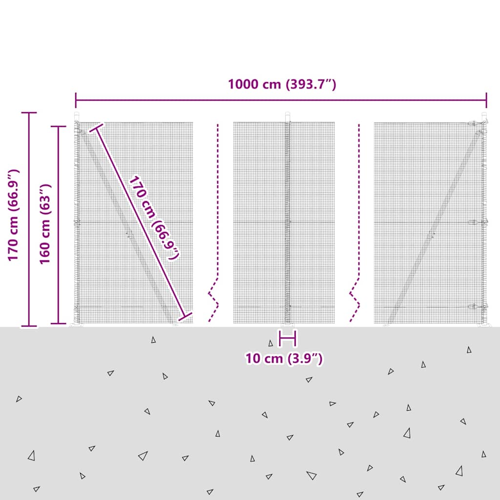 Zavareno žičano ogradno mreža s betonskom podlogom 10 x 1,6 m