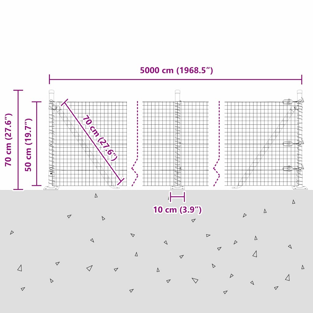 Zavareno žičano ogradno mreža s betonskom podlogom 50 x 0,5 m