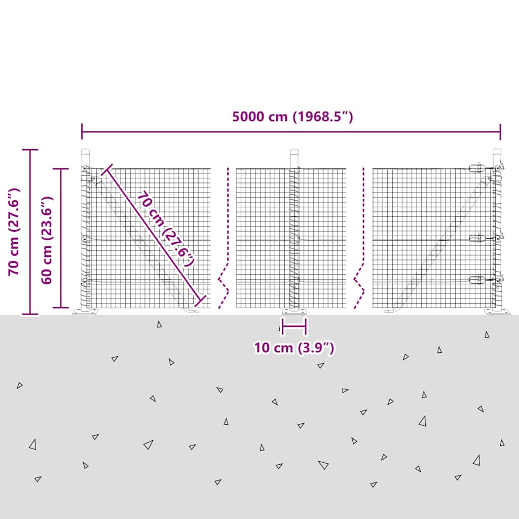Zavareno žičano ogradno mreža s betonskom podlogom 50 x 0,6 m