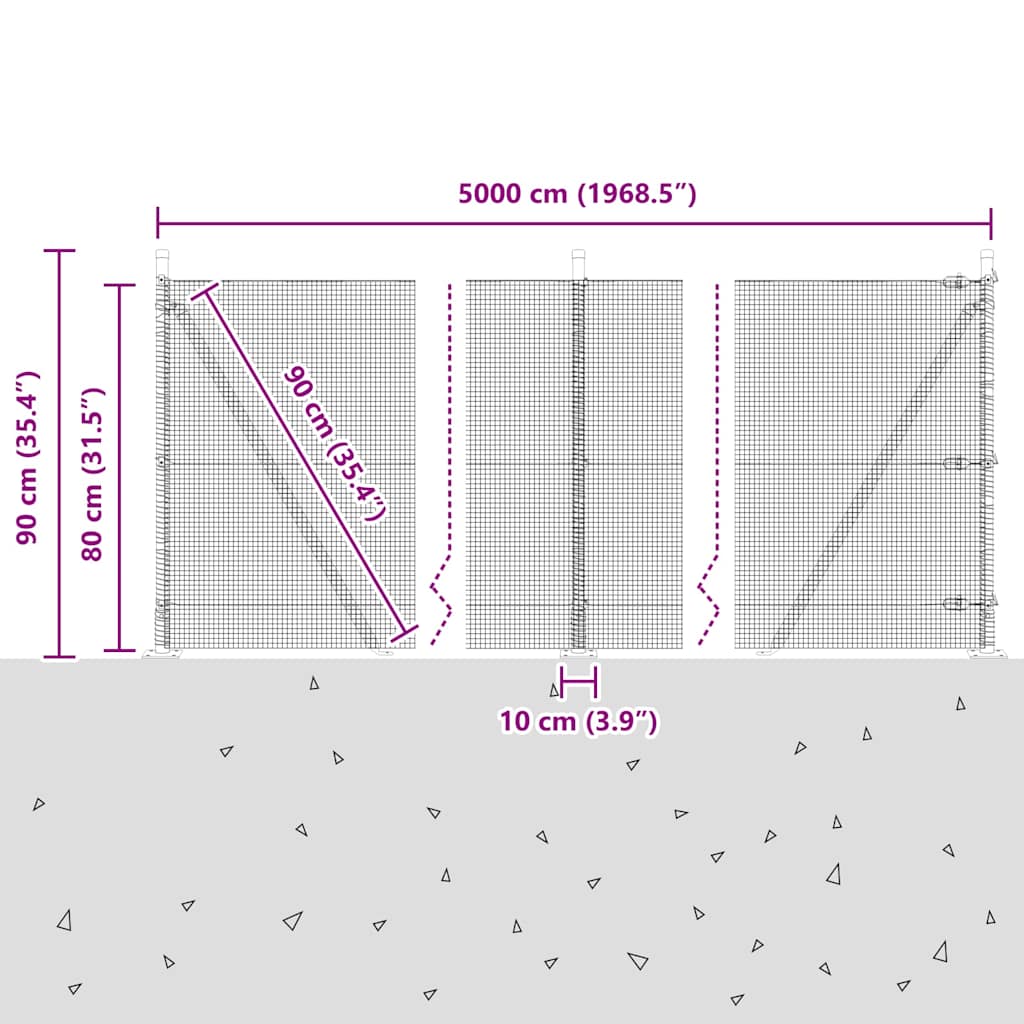 Zavareno žičano ogradno mreža s betonskom podlogom 50 x 0,8 m
