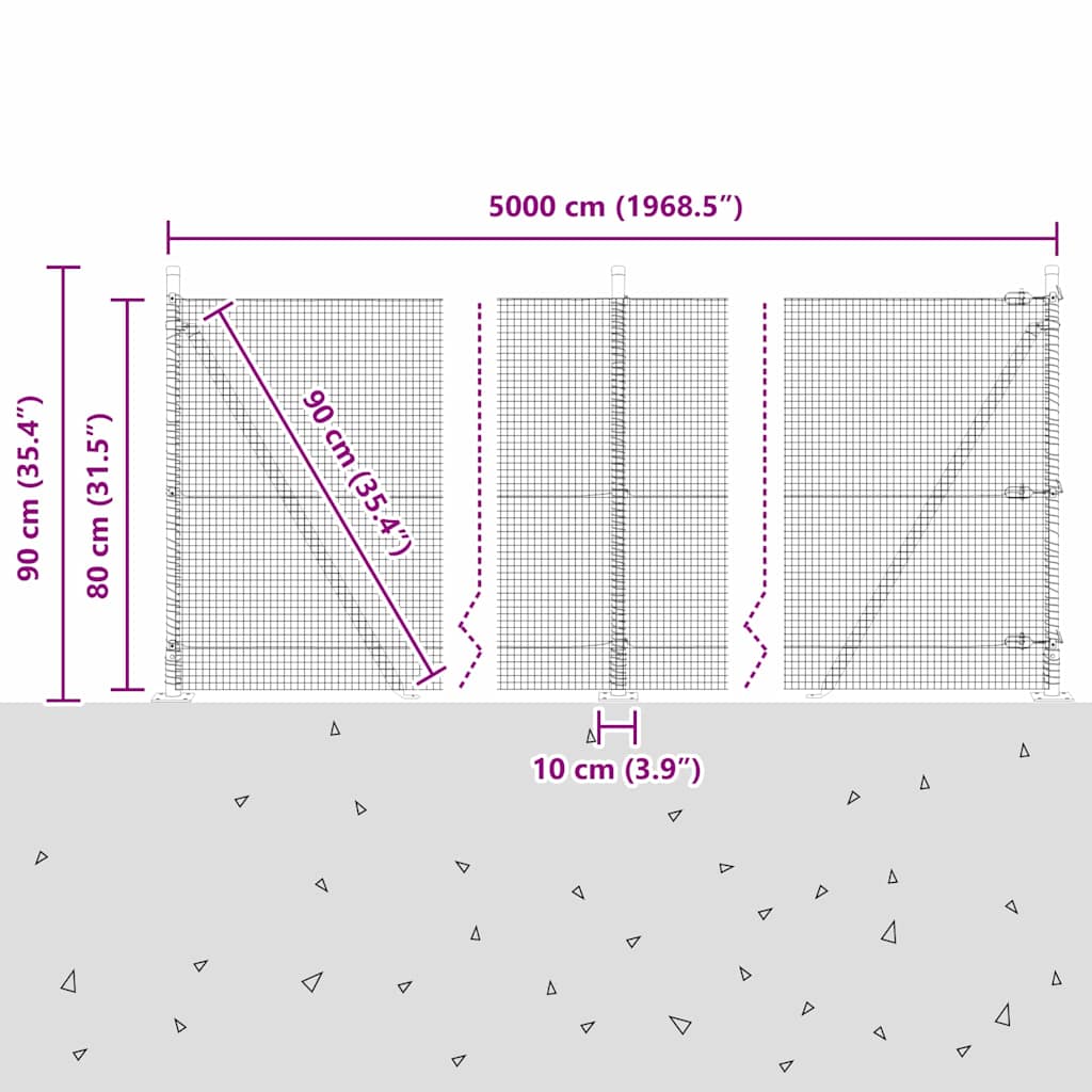 Zavareno žičano ogradno mreža s betonskom podlogom 50 x 0,8 m
