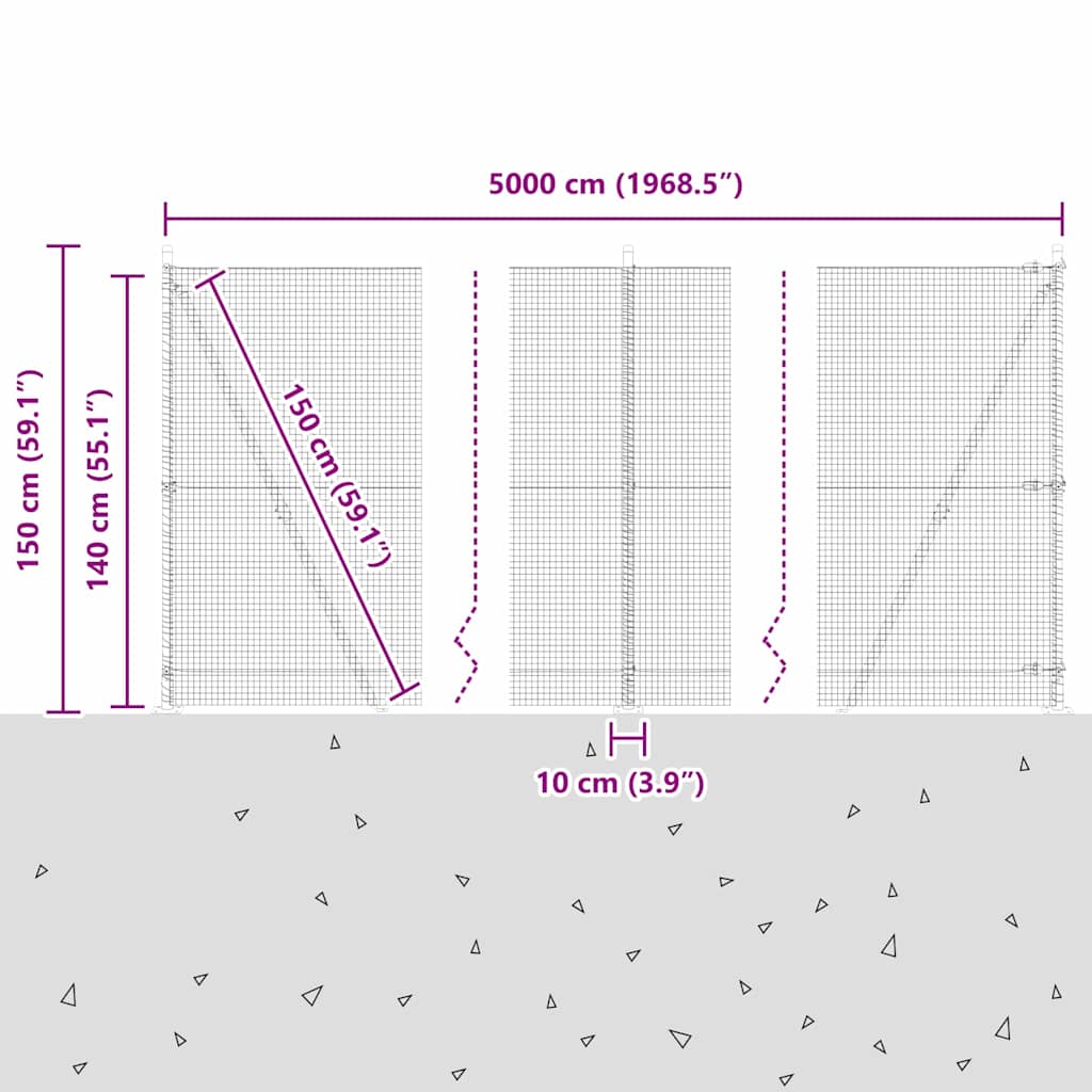 Zavareno žičano ogradno mreža s betonskom podlogom 50 x 1,4 m