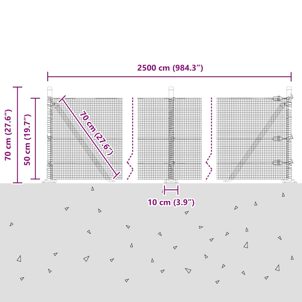 Zavareno žičano ogradno mreža s betonskom podlogom 25 x 0,5 m