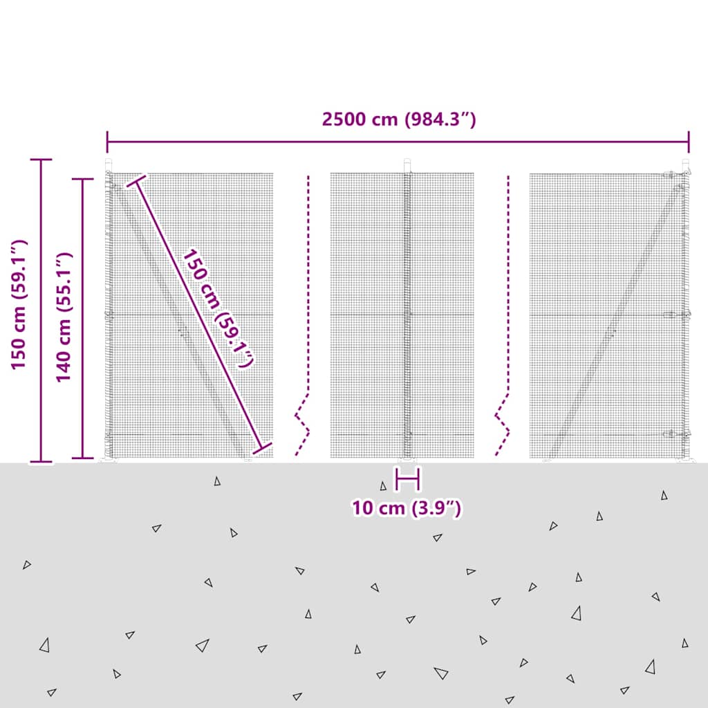 Zavareno žičano ogradno mreža s betonskom podlogom 25 x 1,4 m
