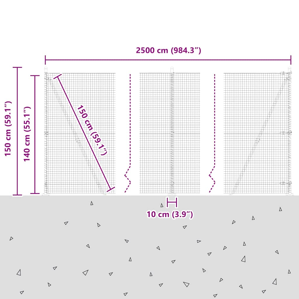 Zavareno žičano ogradno mreža s betonskom podlogom 25 x 1,4 m