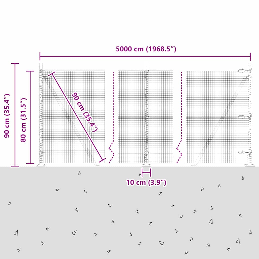 Zavareno žičano ogradno mreža s betonskom podlogom 50 x 0,8 m