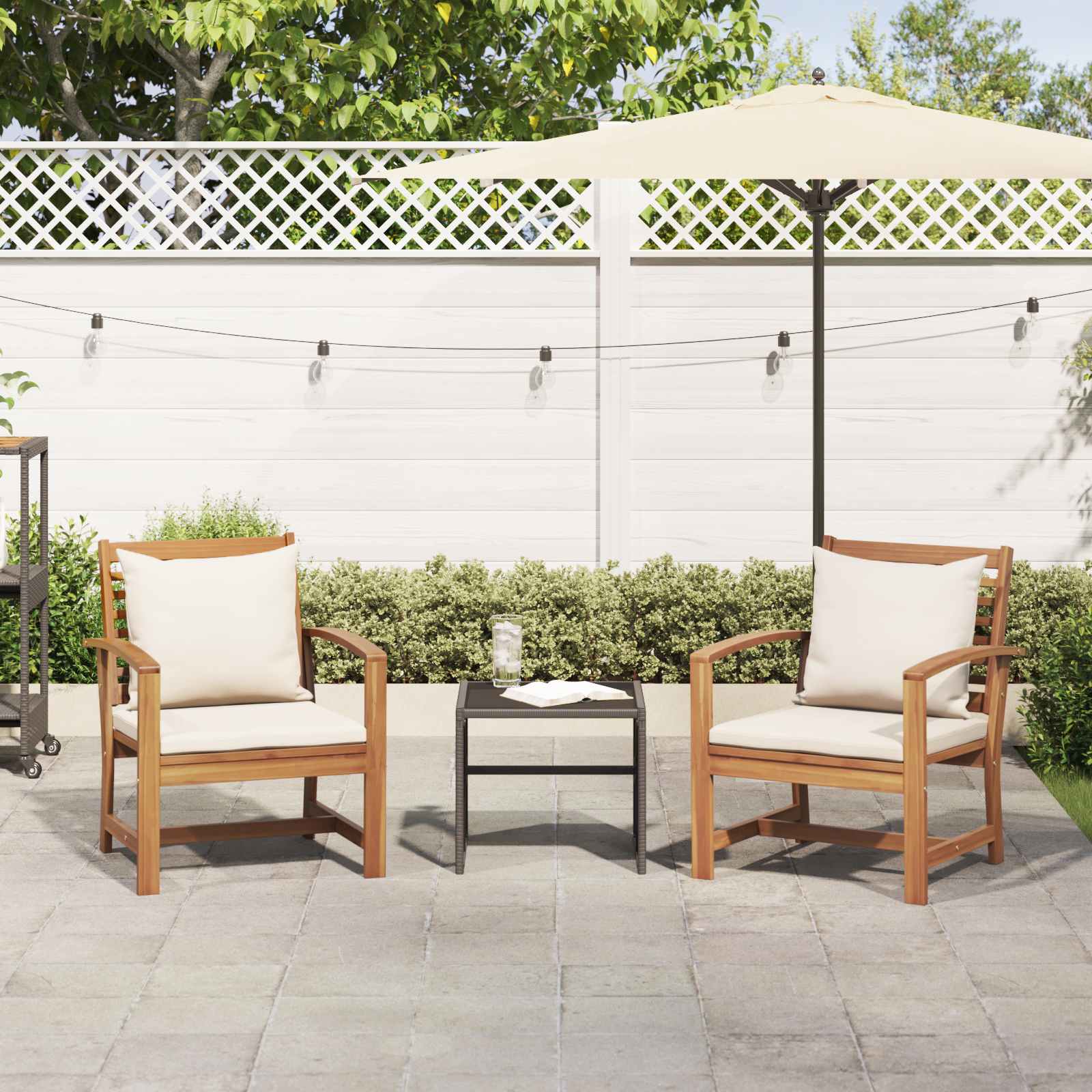Stolica 2 Komad Smeđa i krem 65 x 60 x 76,5 cm Čvrsto teak drvo
