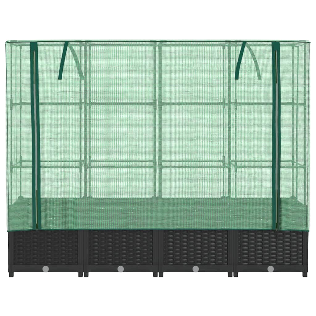 Povišena gredica s pokrovom za staklenik izgled ratana 160x40x138 cm