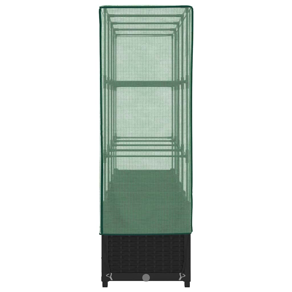 Povišena gredica s pokrovom za staklenik izgled ratana 160x40x138 cm