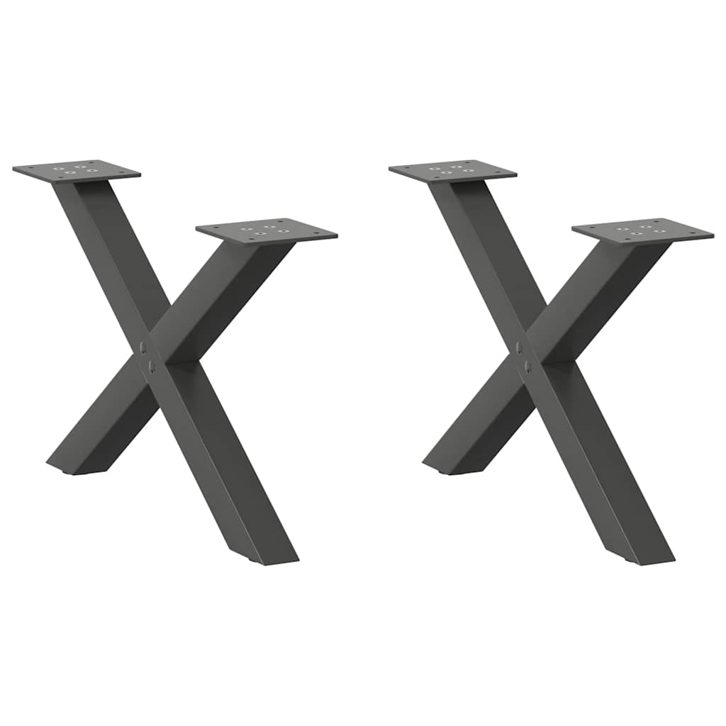 Noge za klub stolić u obliku slova X, 2 kom, antracit, 50 x (30-31) cm, čelik