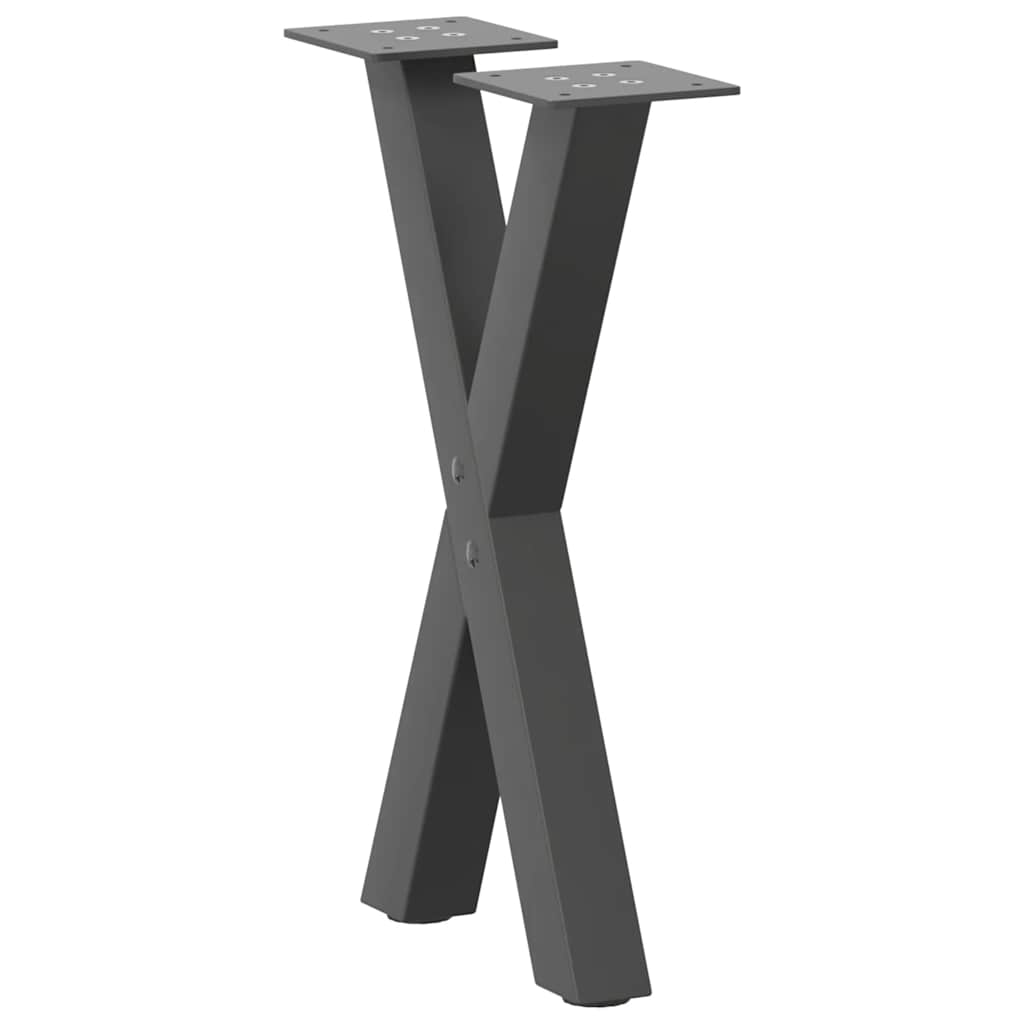 Noge za klub stolić u obliku slova X, 2 kom, antracit, 28 x (42-43) cm, čelik