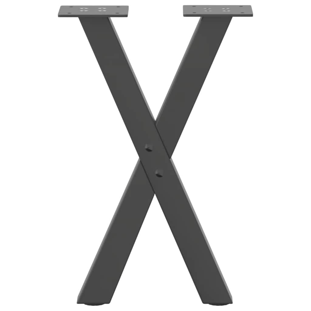 Noge za klub stolić u obliku slova X, 2 kom, antracit, 28 x (42-43) cm, čelik