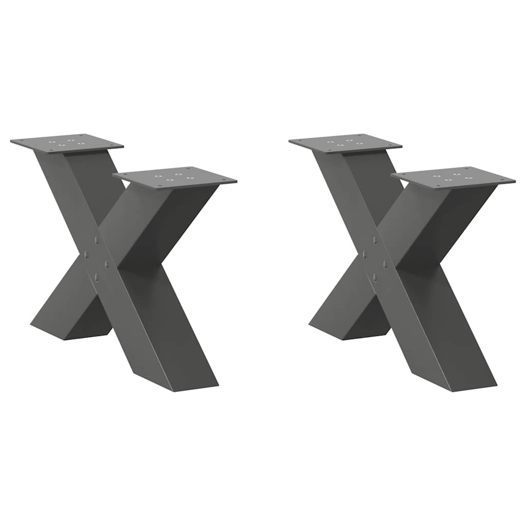 Noge za klub stolić u obliku slova X, 2 kom, antracit, 50 x (30-31) cm, čelik