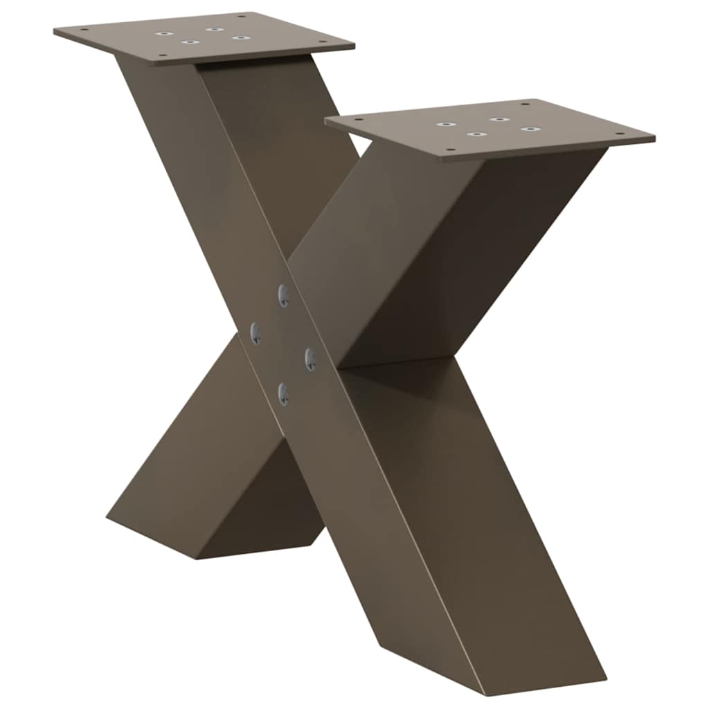 Noge za klub stolić u obliku slova X, 2 kom, prirodni čelik, 50 x (30-31) cm, čelik