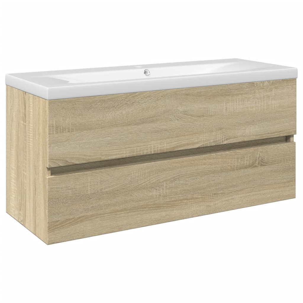 2-dijelni set kupaonskog namještaja od keramike i drva Smeđa 100 x 38.5 x 45 cm