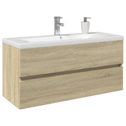 2-dijelni set kupaonskog namještaja od keramike i drva Smeđa 100 x 38.5 x 45 cm