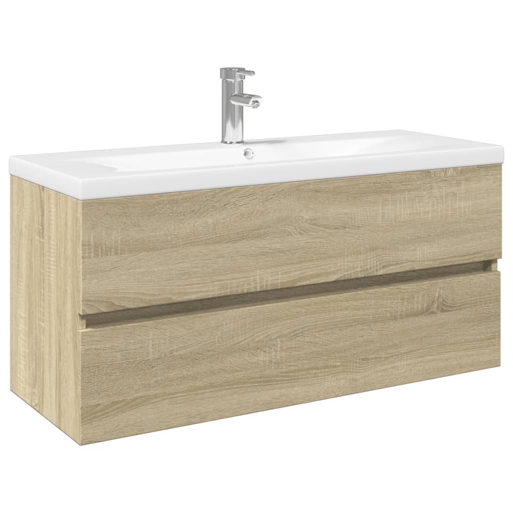 2-dijelni set kupaonskog namještaja od keramike i drva Smeđa 100 x 38.5 x 45 cm