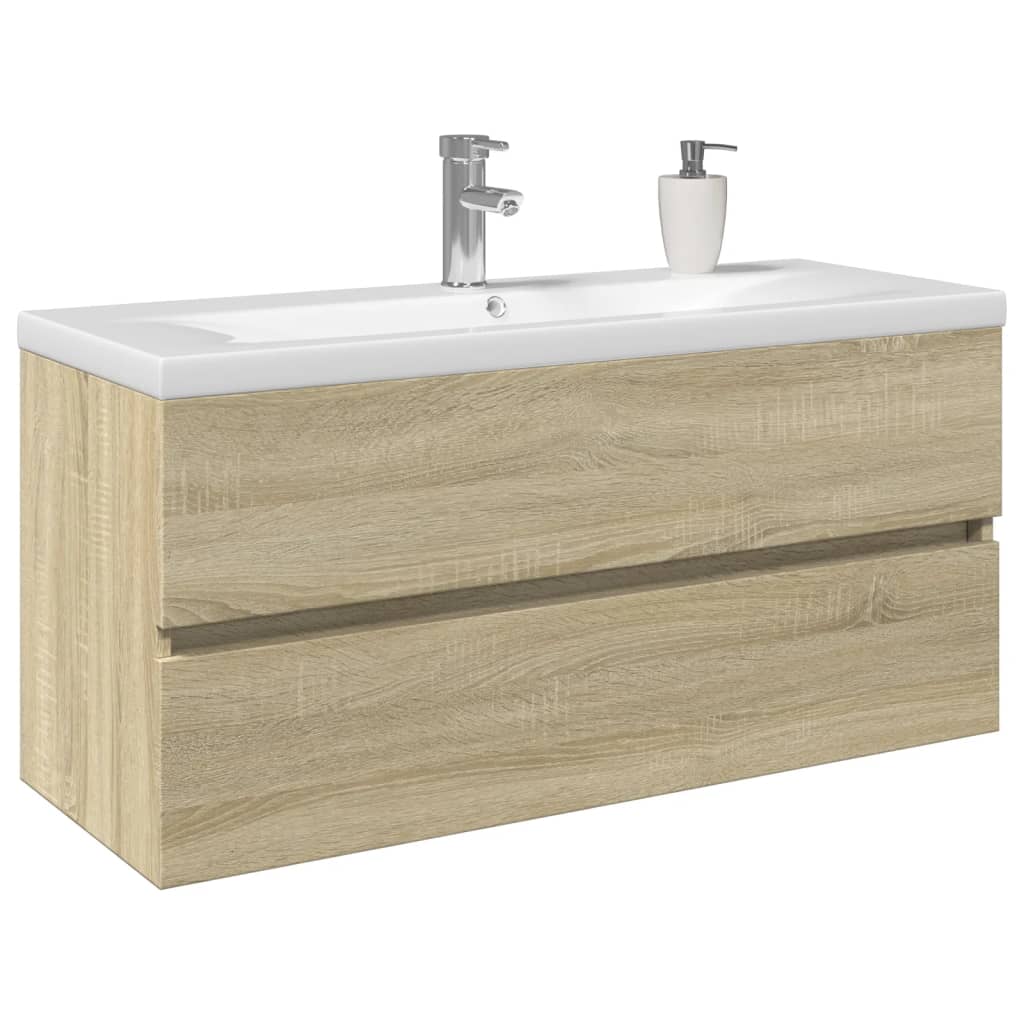 2-dijelni set kupaonskog namještaja od keramike i drva Smeđa 100 x 38.5 x 45 cm