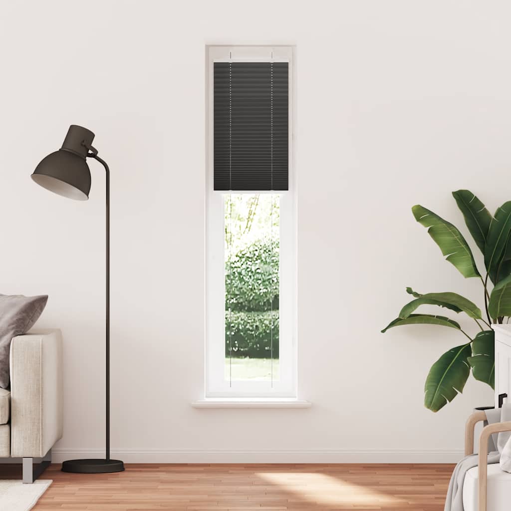 Plisirana zavjesa Crna 45x200 cm Širina tkanine 44,4 cm Poliester