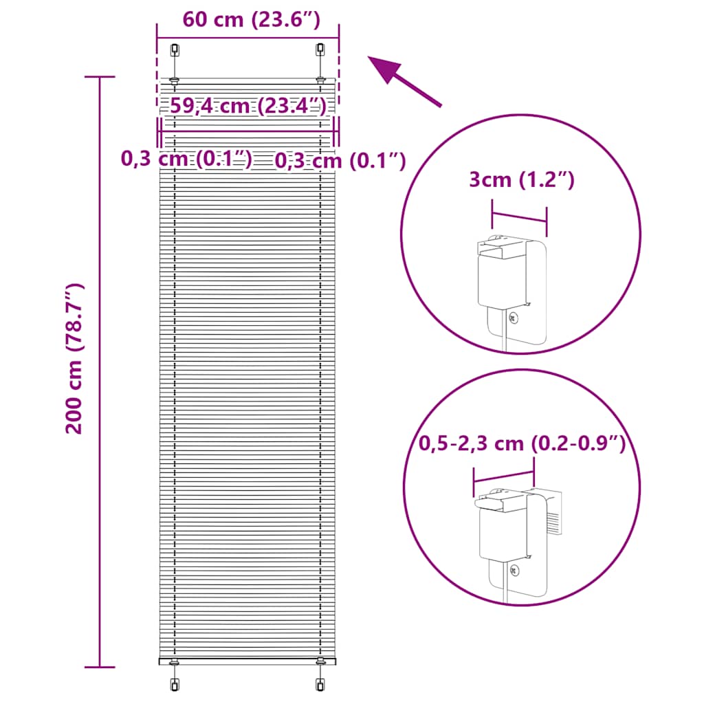 Plisirana zavjesa Bordo crvena 60x200 cm Širina tkanine 59,4 cm Poliester