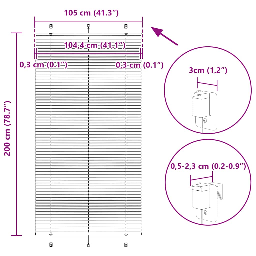 Plisirana zavjesa Bordo crvena 105x200 cm Širina tkanine 104,4 cm Poliester
