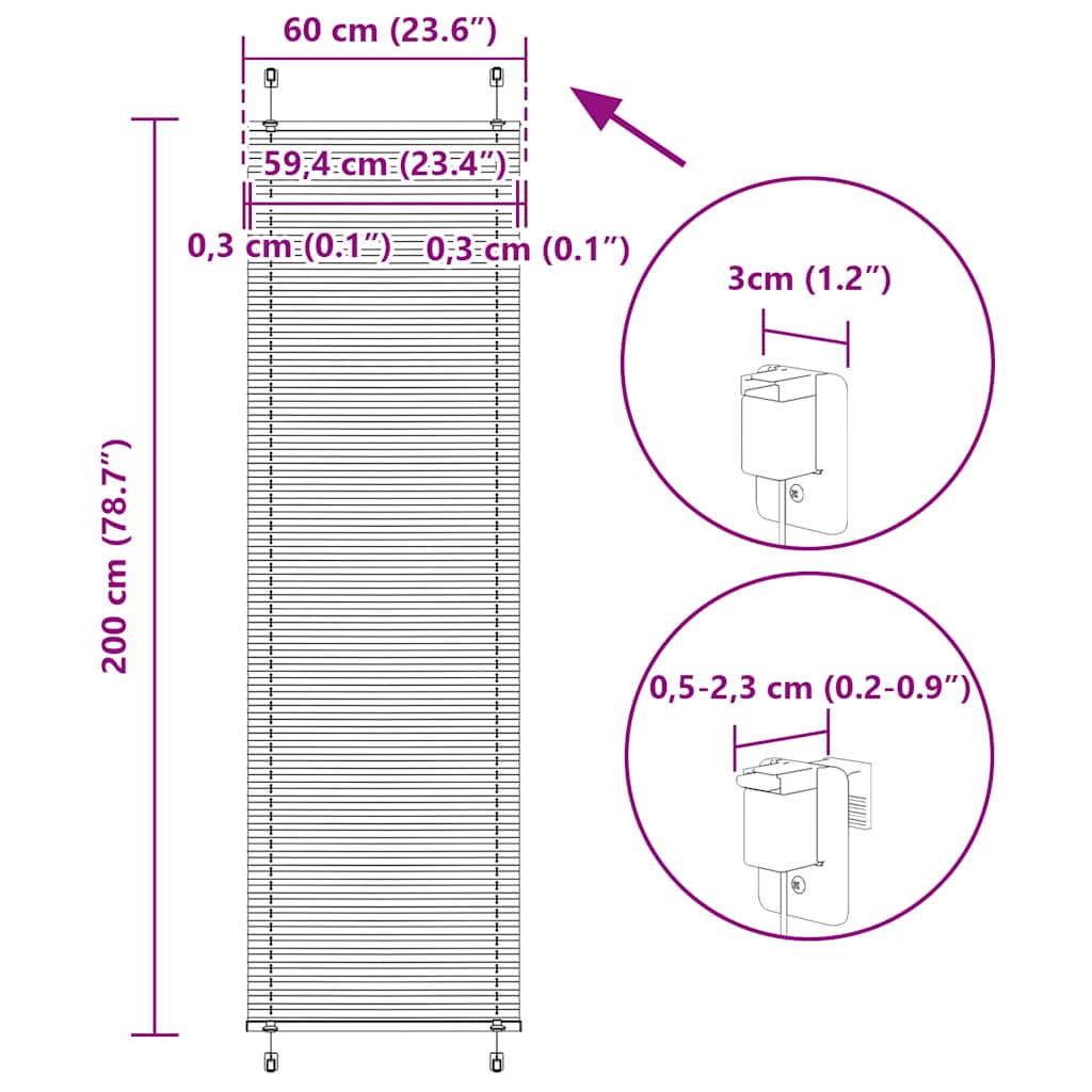 Plisirana zavjesa krem boje 60x200 cm Širina tkanine 59,4 cm Poliester