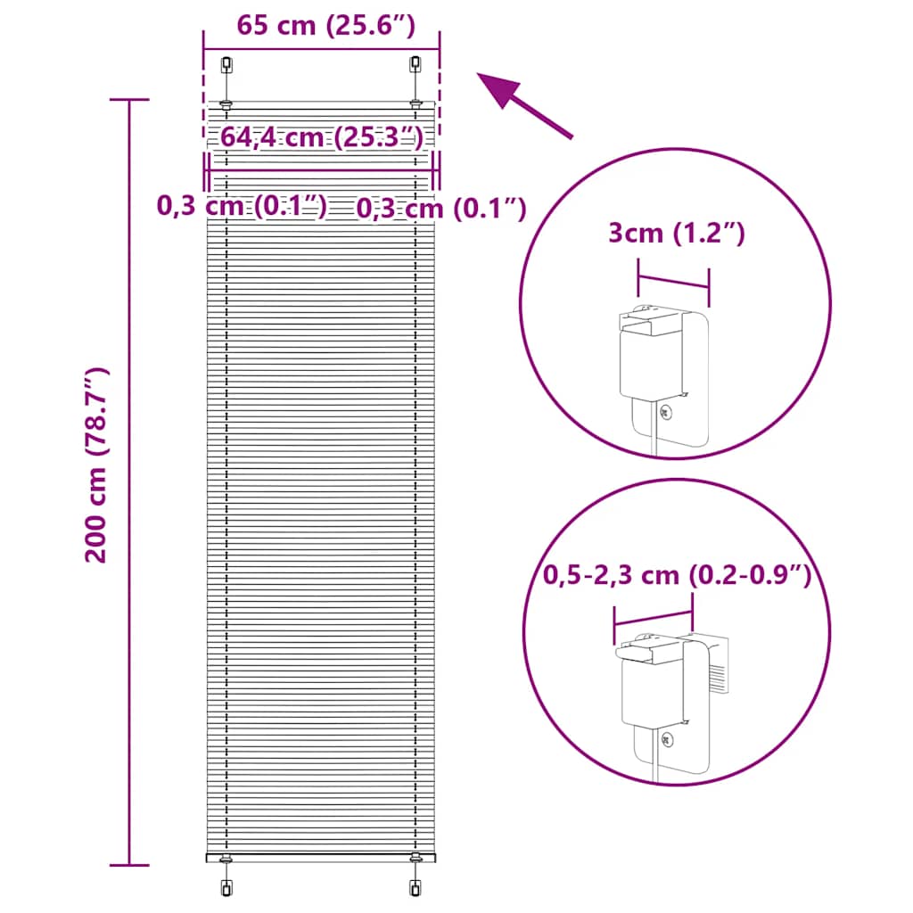 Plisirana zavjesa krem boje 65x200 cm Širina tkanine 64,4 cm Poliester