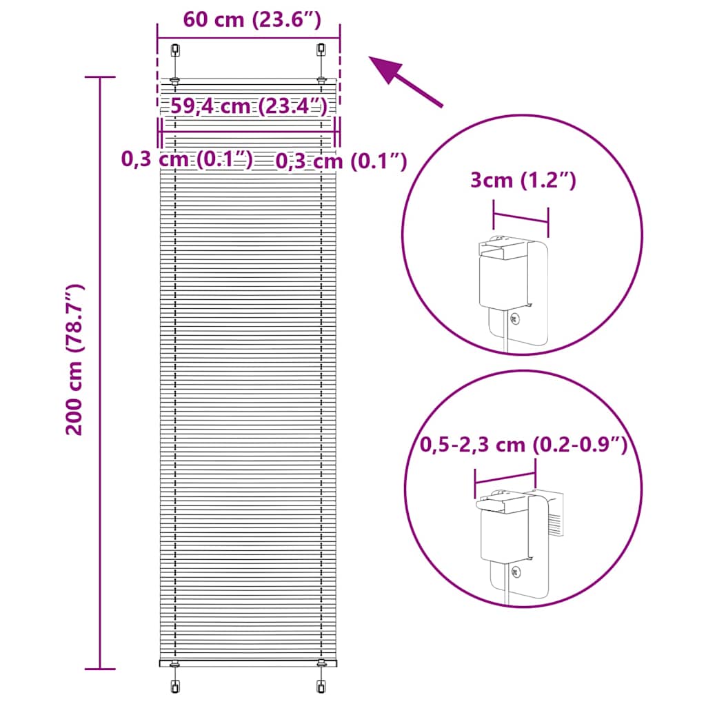 Plisirana zavjesa petrolej zelena 60x200 cm Širina tkanine 59,4 cm Poliester