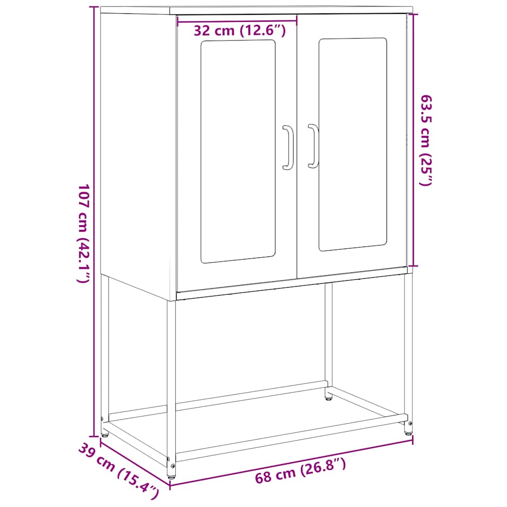 Visoka ploča maslinasto zelena 68x39x107 cm čelik