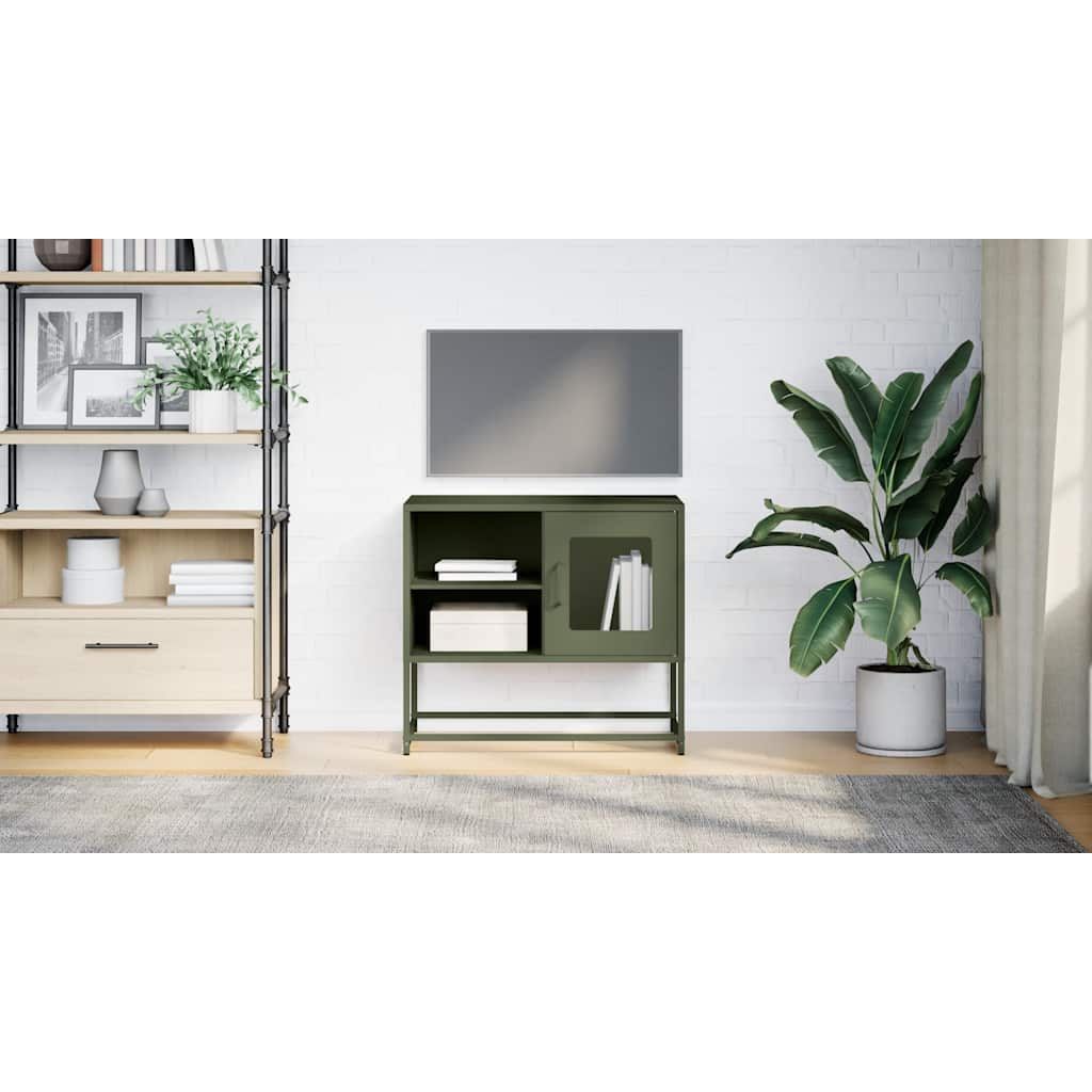 TV ormarić maslinastozeleni 68x39x60,5 cm čelični Zelena