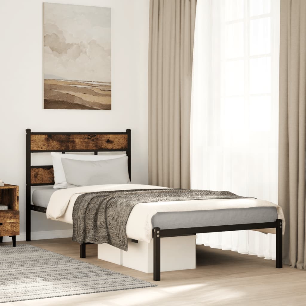 Metalni okvir kreveta bez madraca boja hrasta 90x190 cm