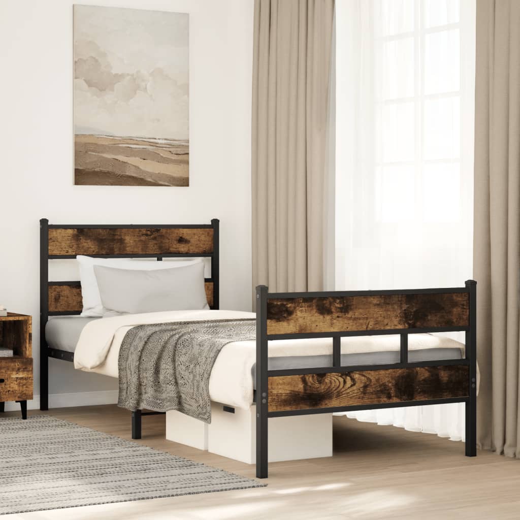 Metalni okvir kreveta bez madraca boja hrasta 90x190 cm