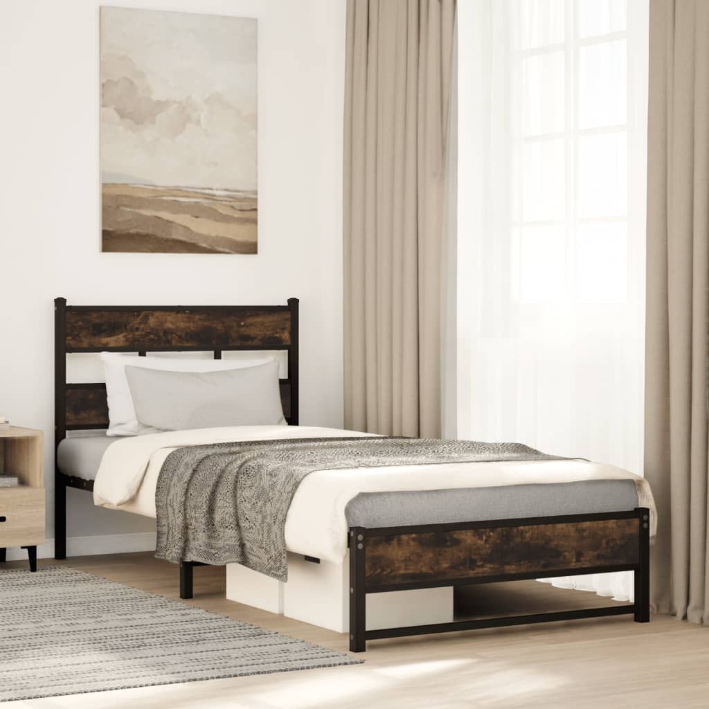 Metalni okvir kreveta bez madraca boja hrasta 90x190 cm