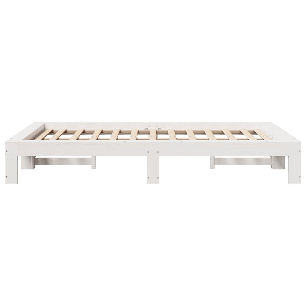 Okvir kreveta bez madraca bijeli 120 x 200 cm masivna borovina