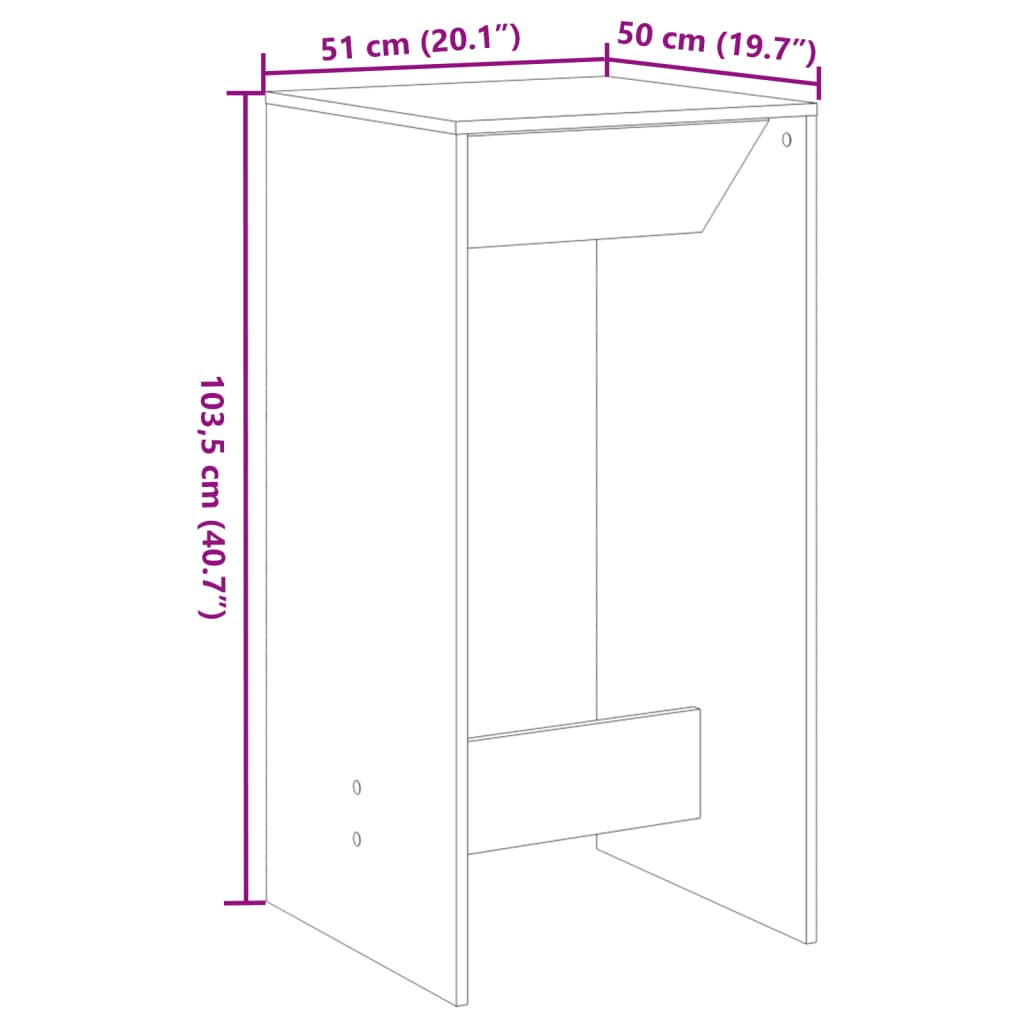 Barski stol crni 51 x 50 x 103,5 cm od konstruiranog drva