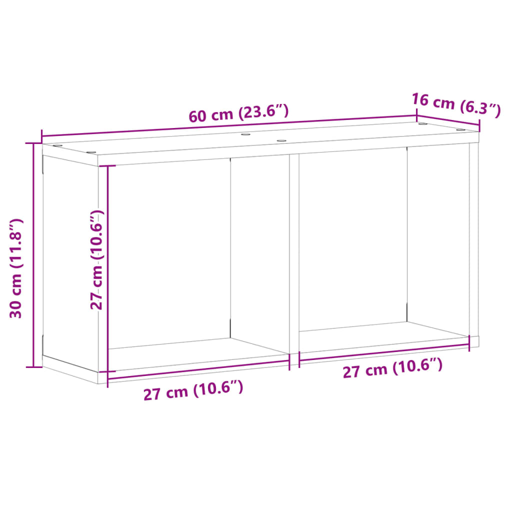 Zidni ormarić crni 60x16x30 cm od konstruiranog drva