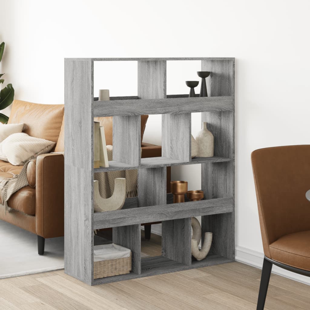 Sobna pregrada boja hrasta 100x33x125,5 cm konstruirano drvo Siva
