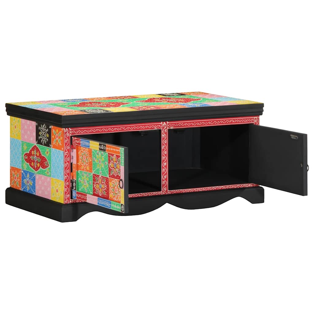 Klub stolić višebojni 90x50x40 cm masivno drvo mango