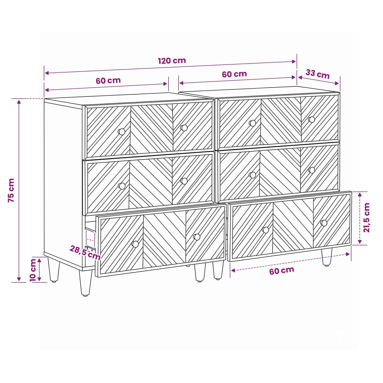 Ormari za skladištenje 2 pcs Smeđa 60 x 33,5 x 75 cm