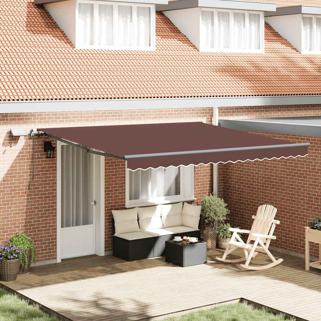 Tenda na ručno uvlačenje s LED smeđa 400 x 300 cm