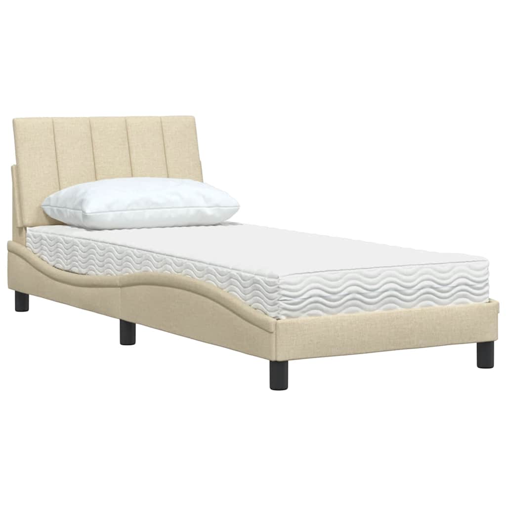 Krevet s madracem Hanko krem 90 x 200 cm od tkanine