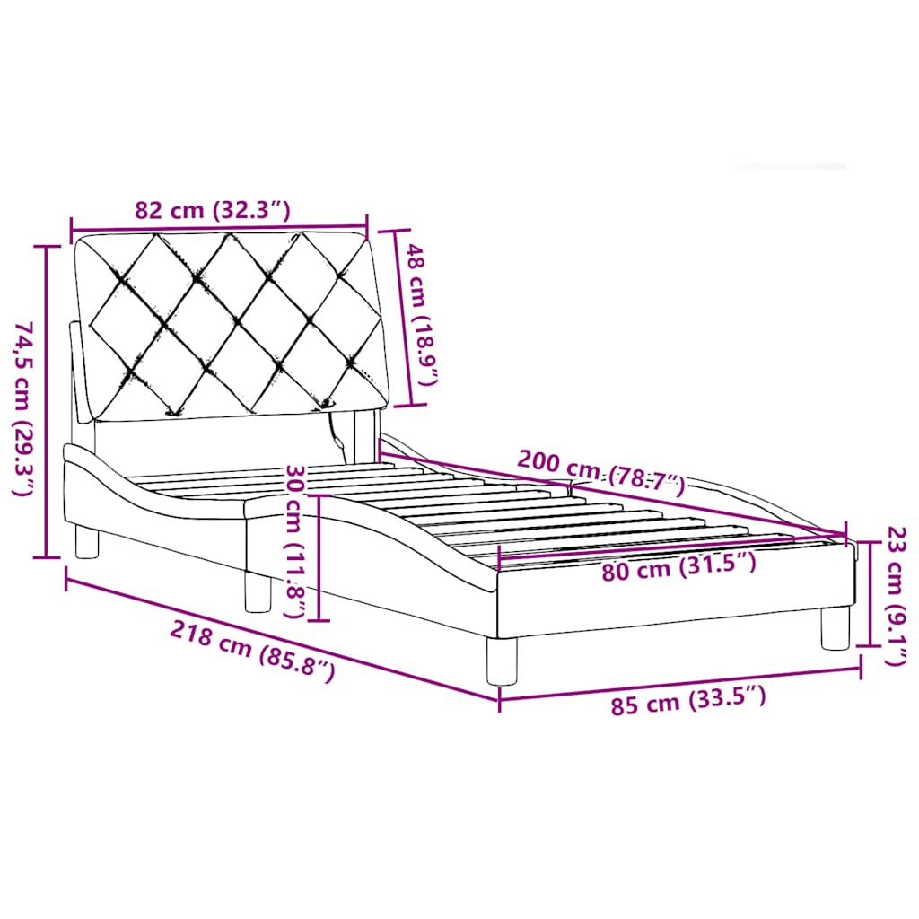 Okvir za krevet s LED rasvjetom bez madraca tamnosmeđi 80x200 cm tkanina
