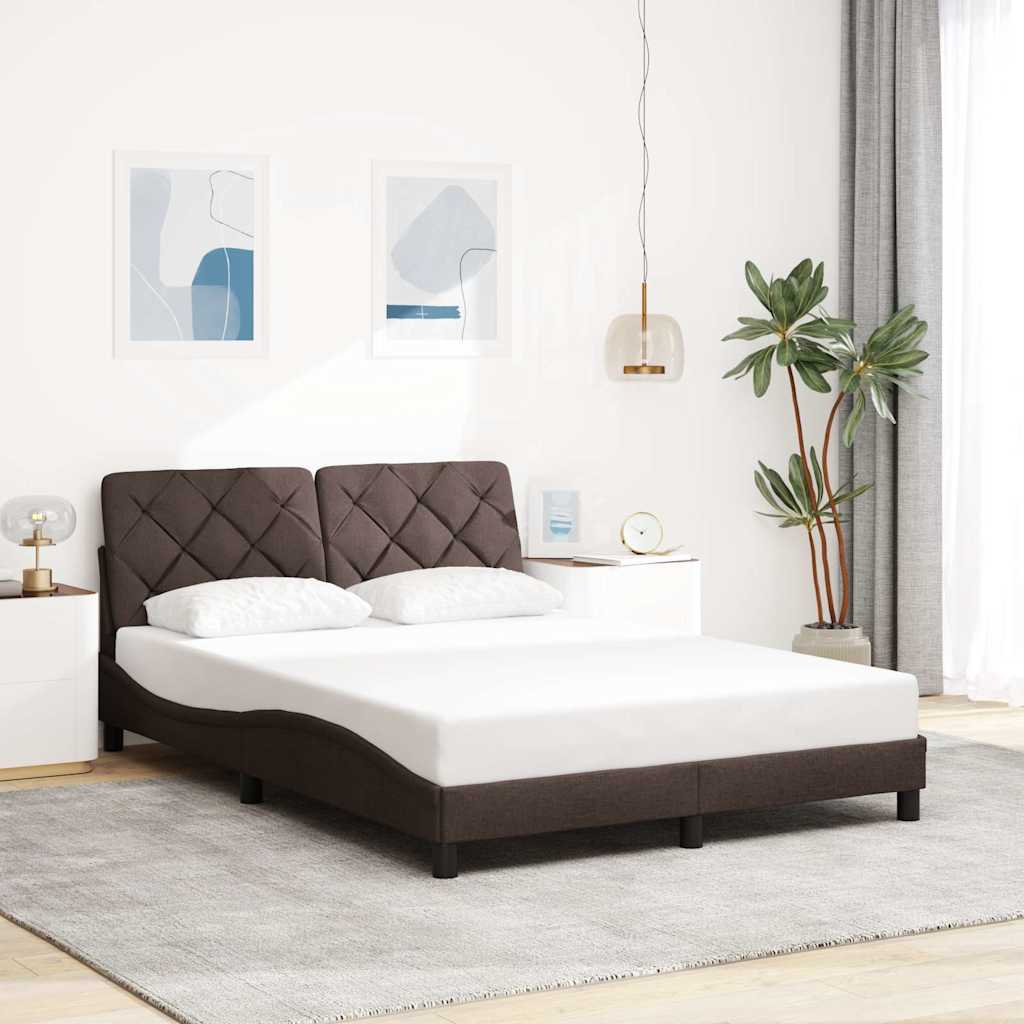 Okvir za krevet s LED rasvjetom bez madraca tamnosmeđi 140x190 cm tkanina
