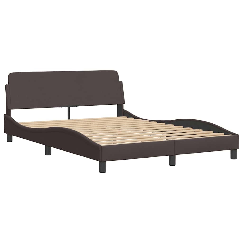 Okvir za krevet s LED rasvjetom bez madraca tamnosmeđi 140x190 cm tkanina