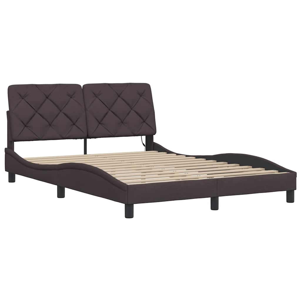 Okvir za krevet s LED rasvjetom bez madraca tamnosmeđi 140x190 cm tkanina