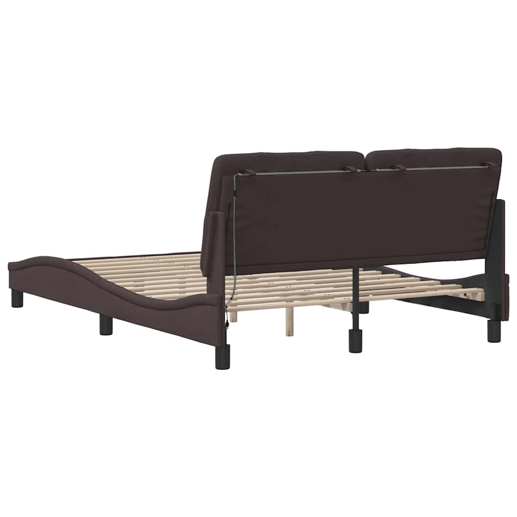 Okvir za krevet s LED rasvjetom bez madraca tamnosmeđi 140x190 cm tkanina