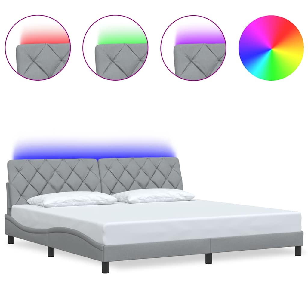 Okvir kreveta s LED-om bez madraca 200 x 200 cm od tkanine