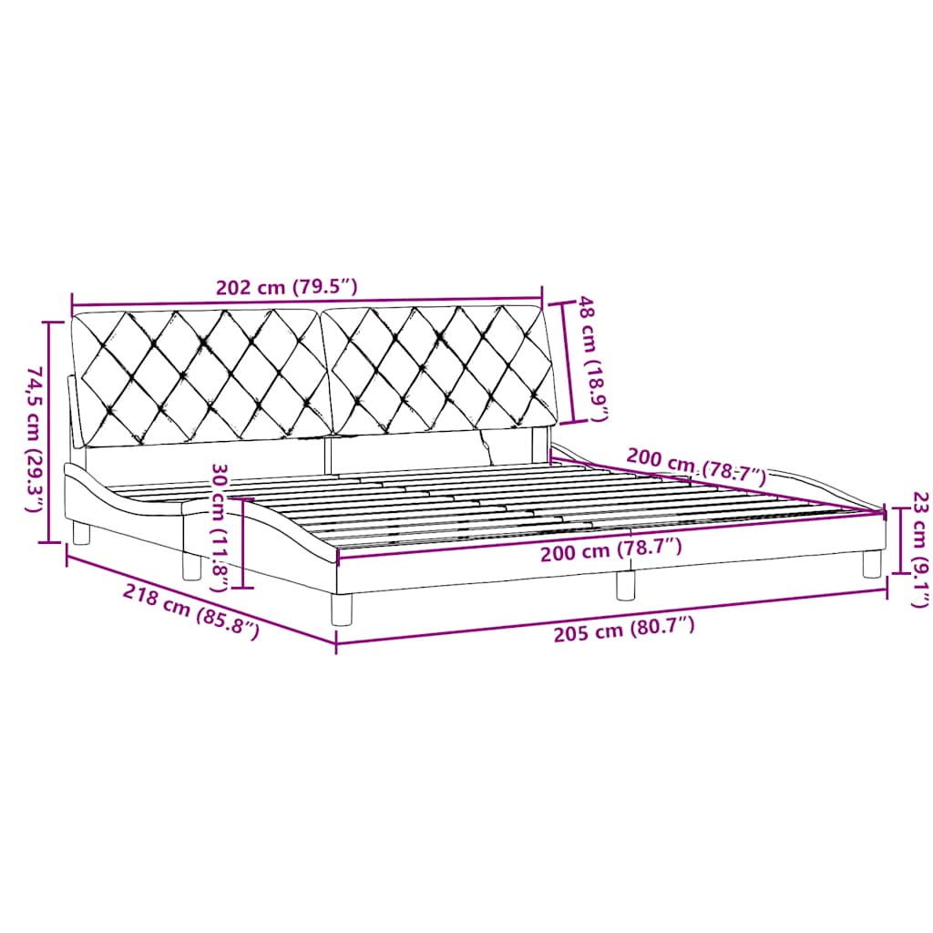 Okvir kreveta s LED-om bez madraca 200 x 200 cm od tkanine